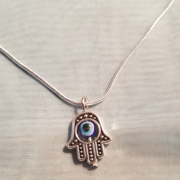 Hamsa & Evil Eye 22"\ .925 Sterling Silver Neckla - Picture 7 of 7